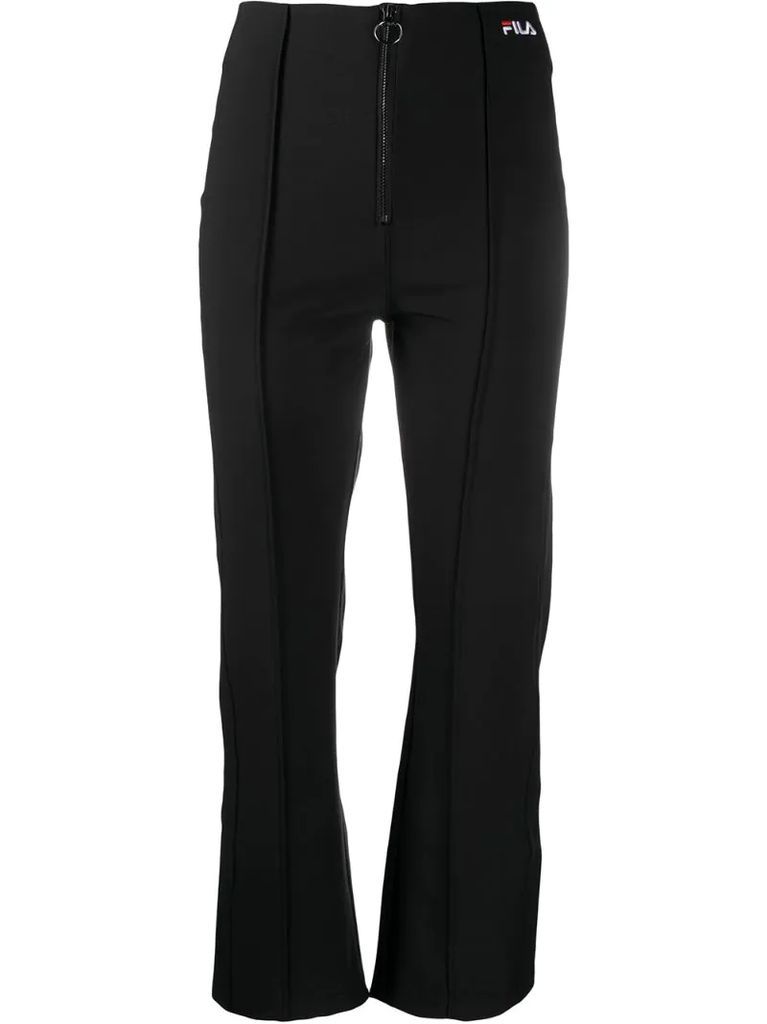 embroidered-logo slim trousers