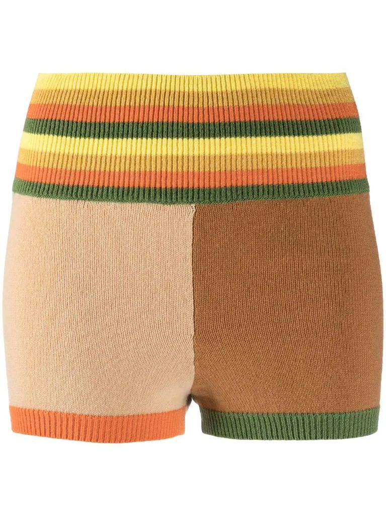 colour-block merino wool shorts