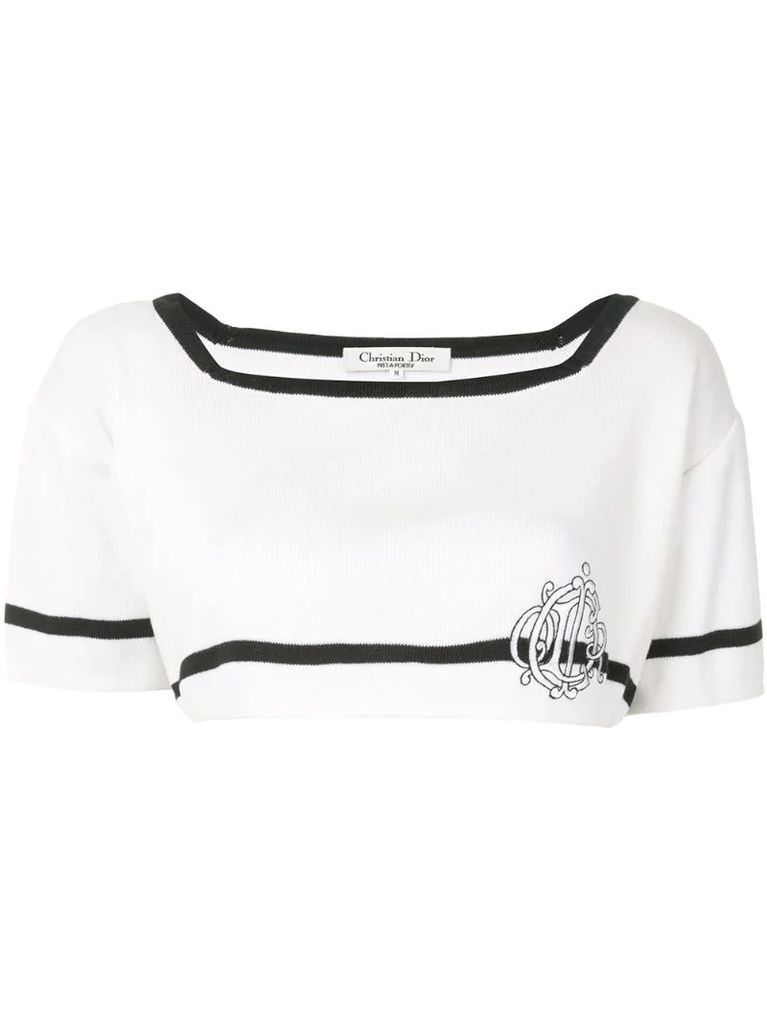 pre-owned embroidered logo cropped blouse