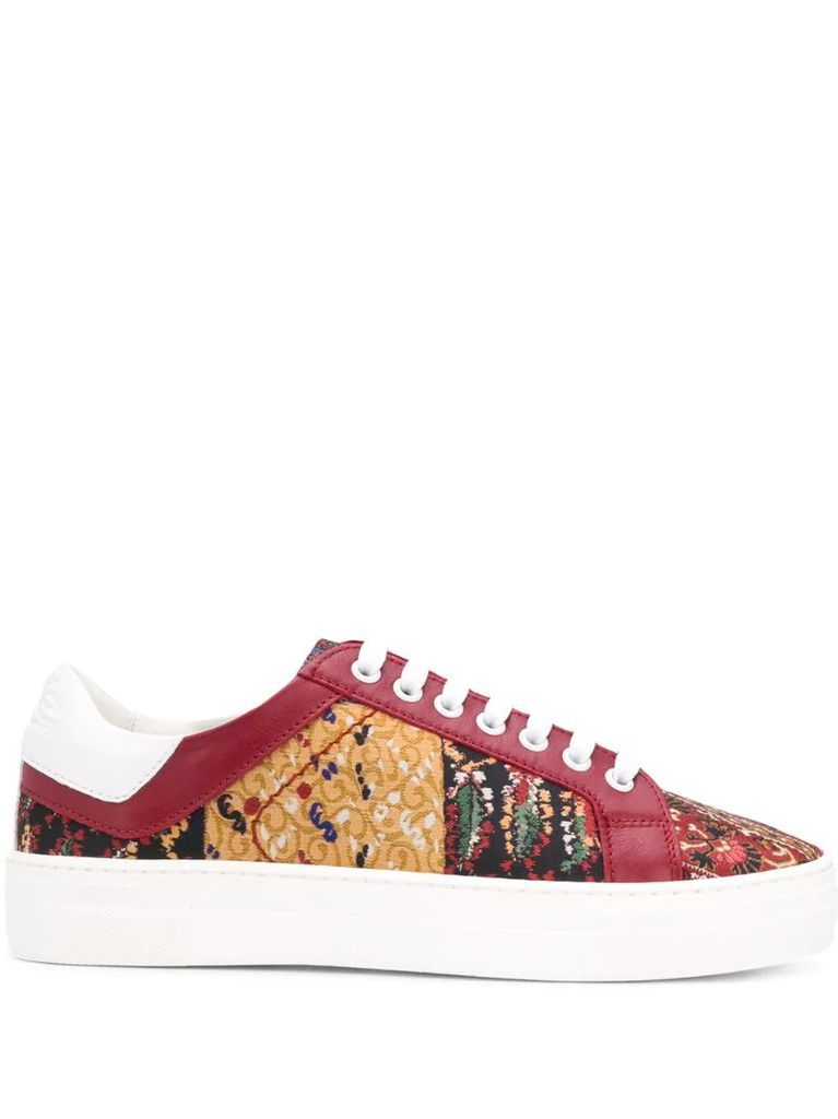 paisley-print lace-up sneakers