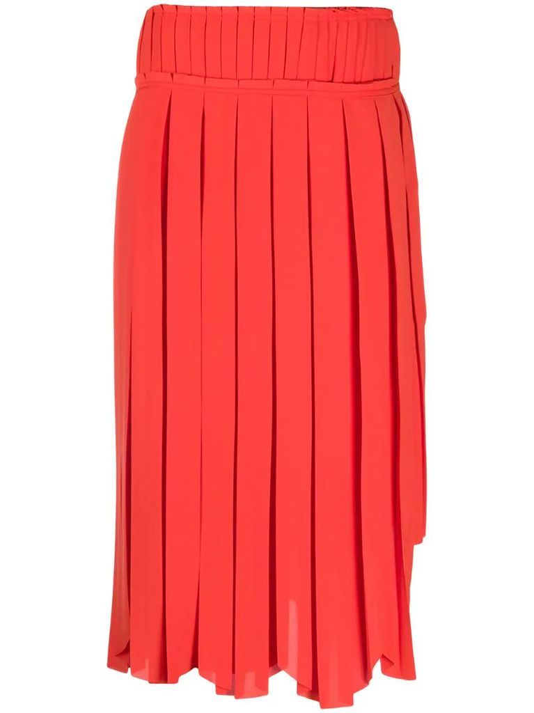 pleated scallop-hem skirt