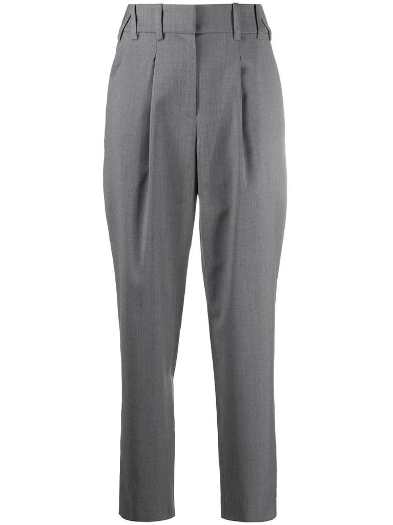pleat-front high-rise trousers