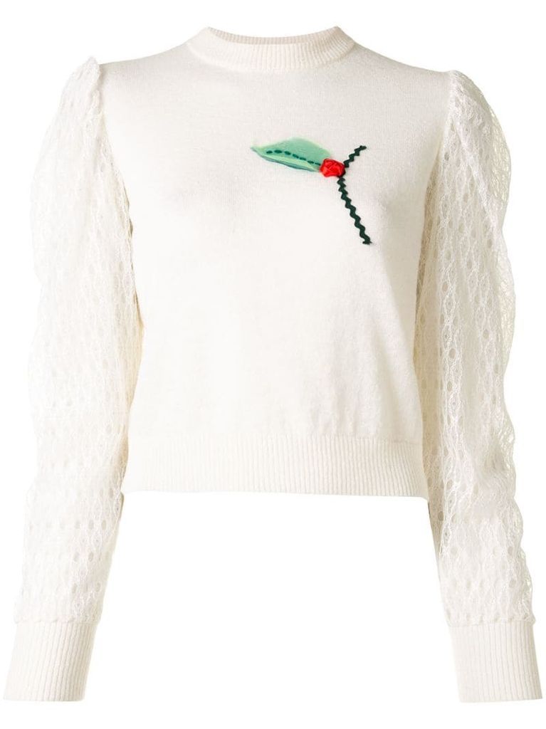 floral embroidery knit jumper