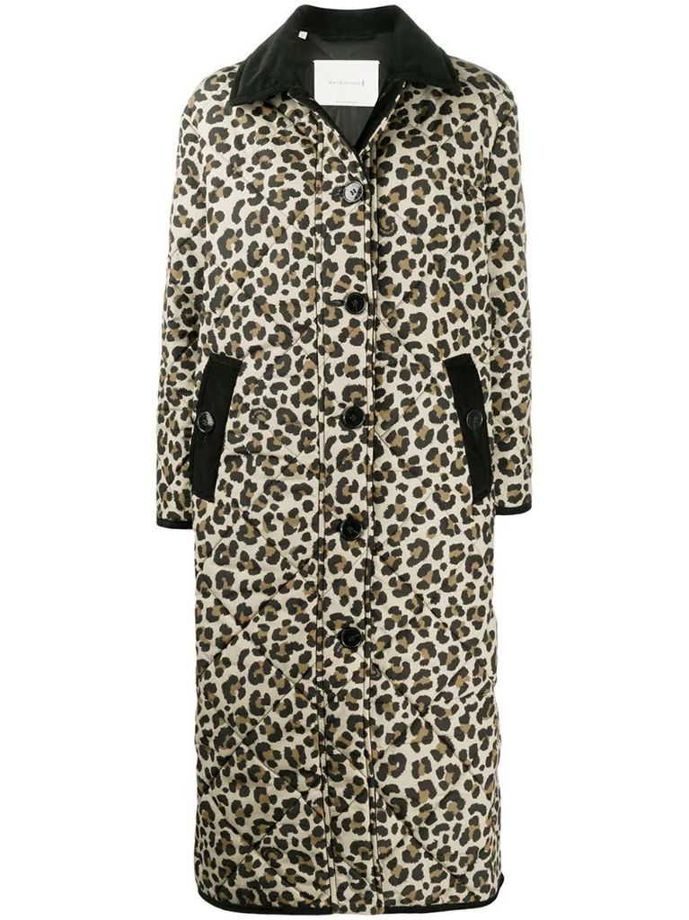 leopard print quilted coat