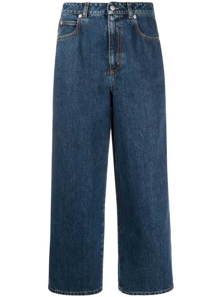 wide-leg cropped jeans