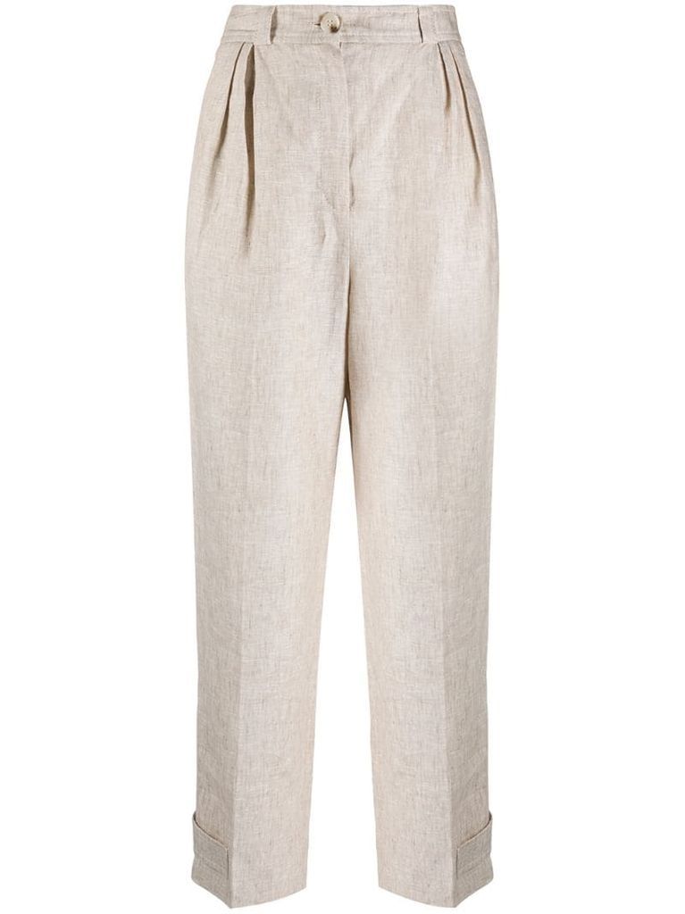 pleated linen trousers