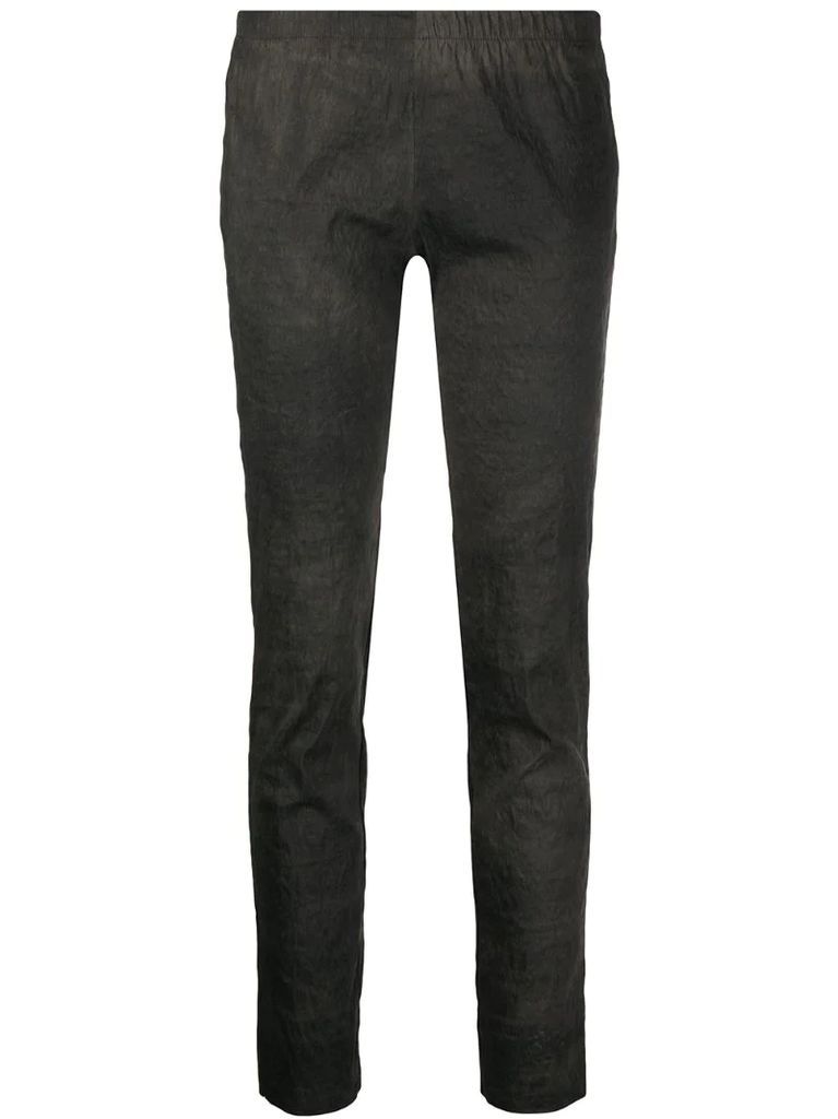pull-on mid-rise trousers