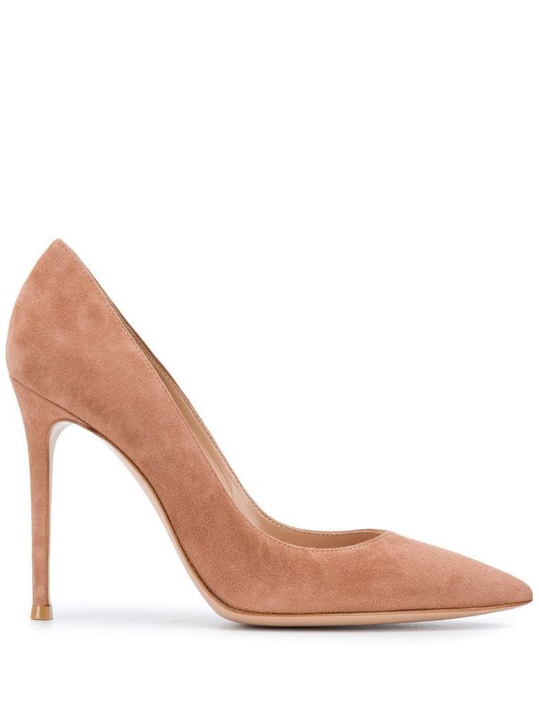 pointed suede panel pumps