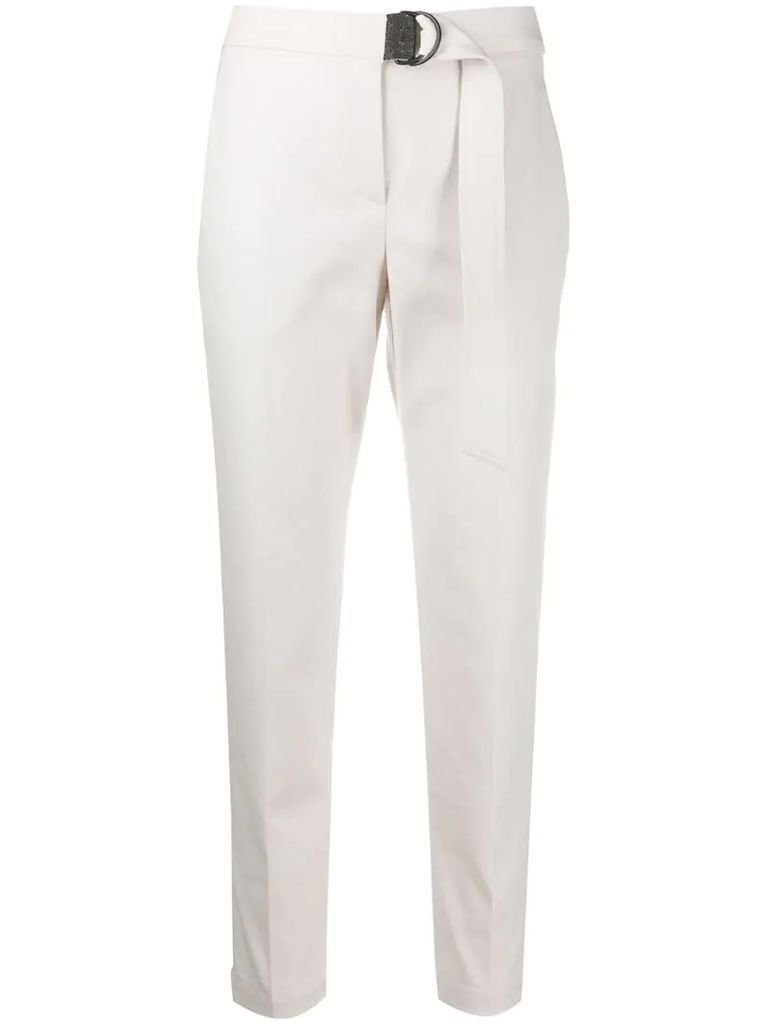 embellished belt tapered trousers