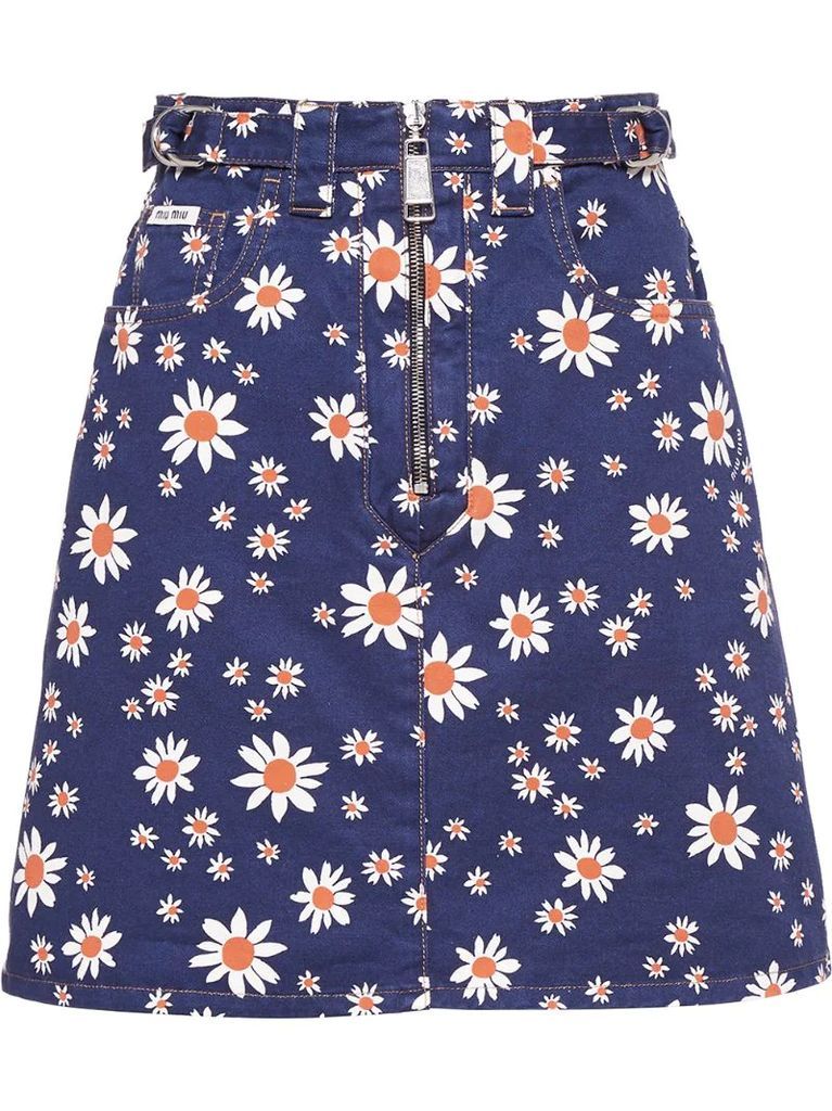 daisy denim mini skirt
