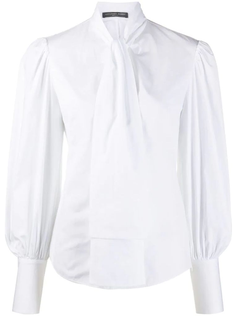 tie-neck cotton blouse