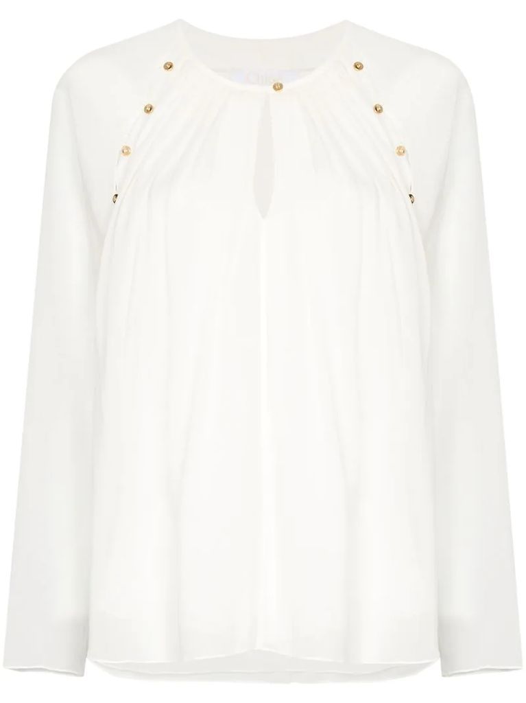 cut-out collar blouse