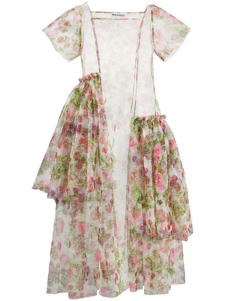 floral sheer layered dress