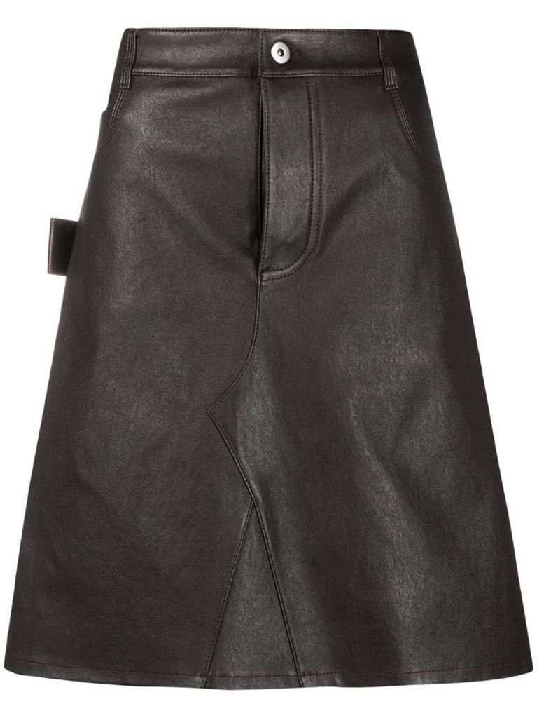 leather A-line skirt