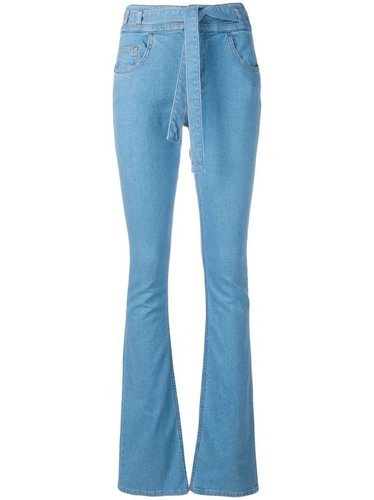 tie waist flared jeans