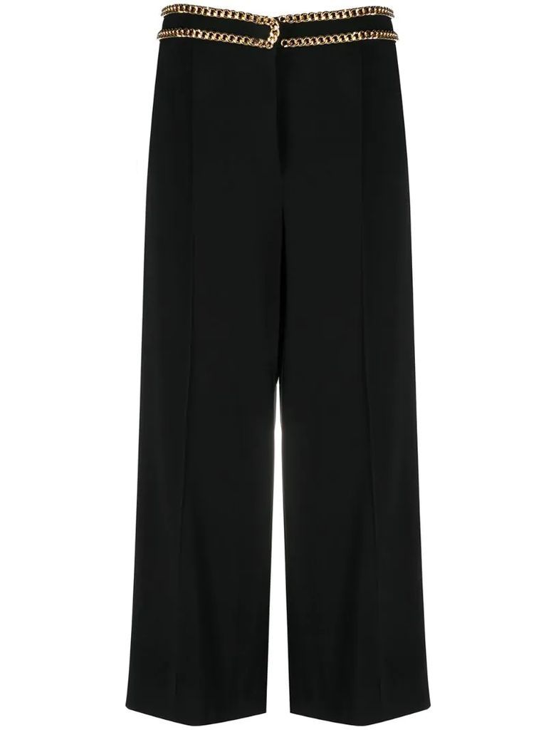 chain-trim cropped trousers
