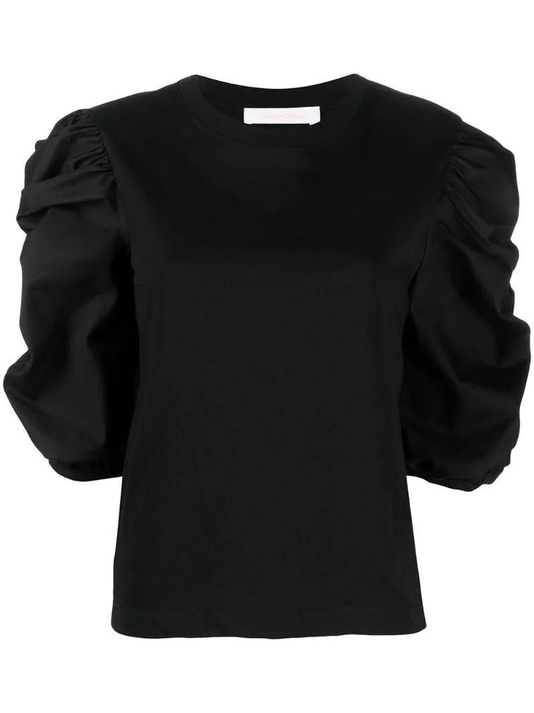 puff-gathered sleeve t-shirt