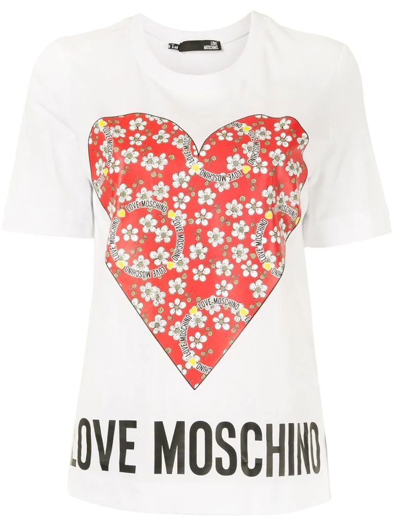 floral logo heart print T-shirt