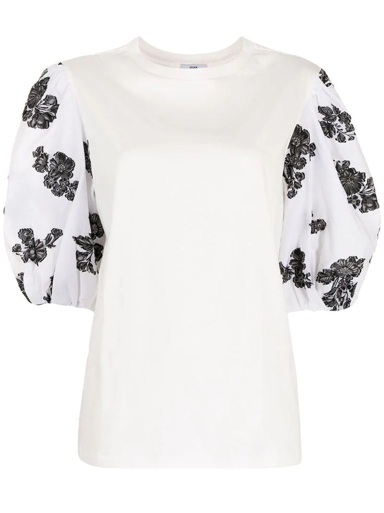 floral puff-sleeve top