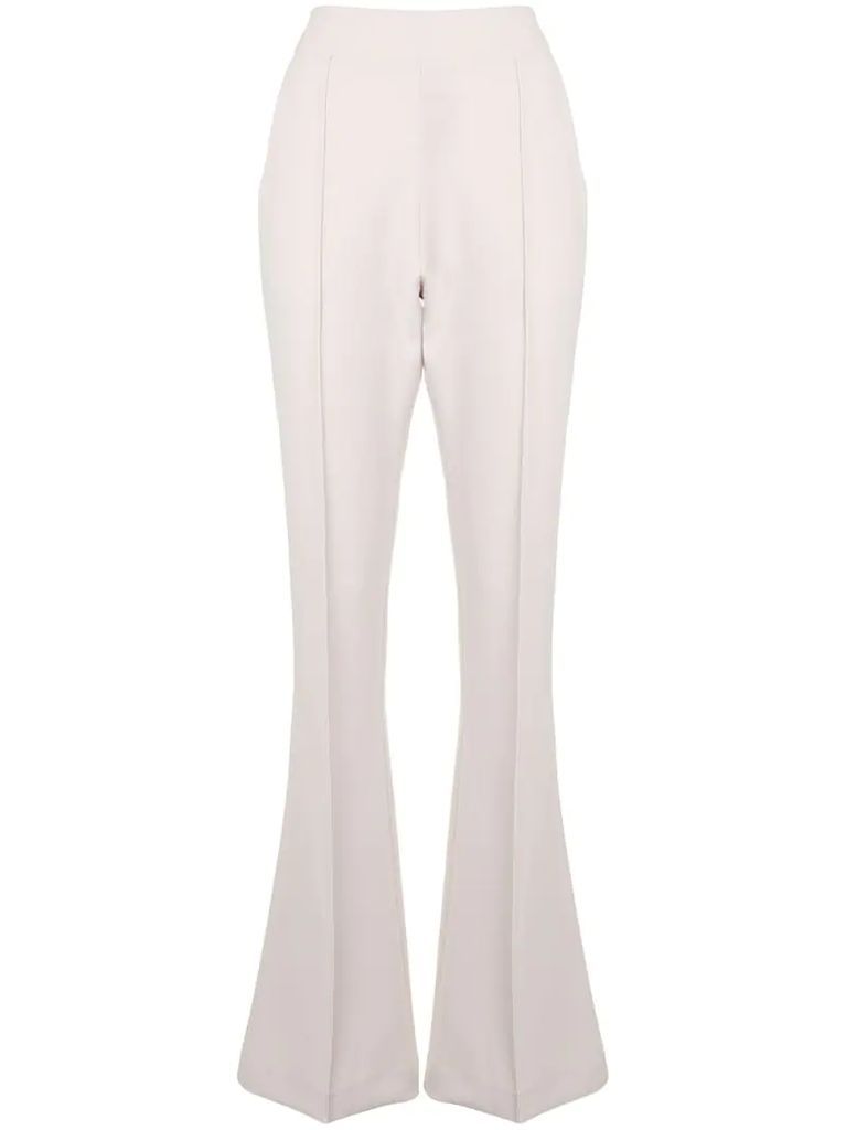 high-waisted skinny flare trousers