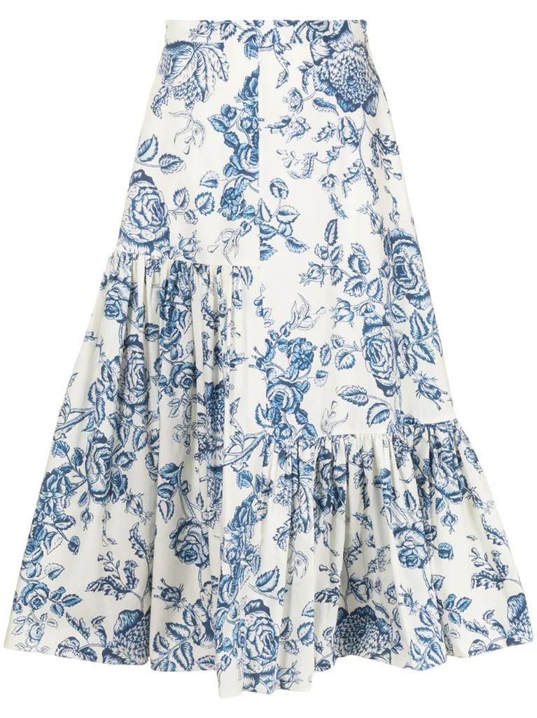 Gaura floral-print midi skirt