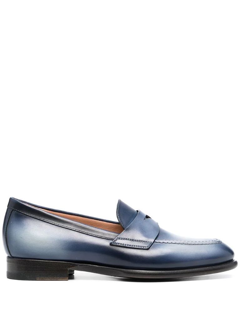 almond-toe leather loafers