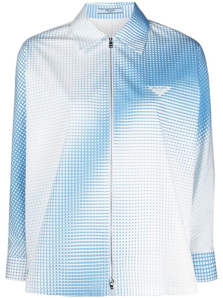 gradient-effect zip-up shirt