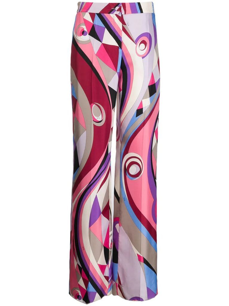 abstract-print wide-leg trousers