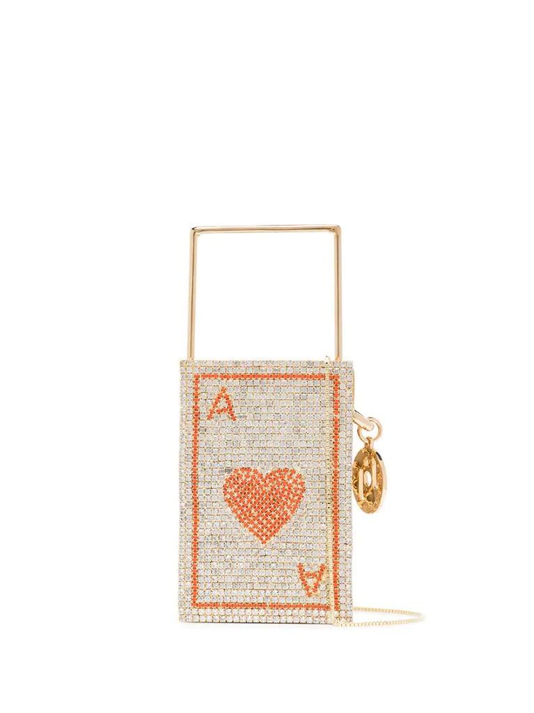 Poker crystal-embellished box bag