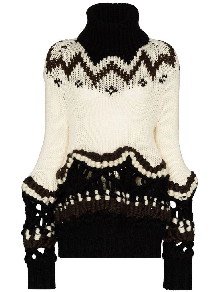 fair isle intarsia-knit jumper