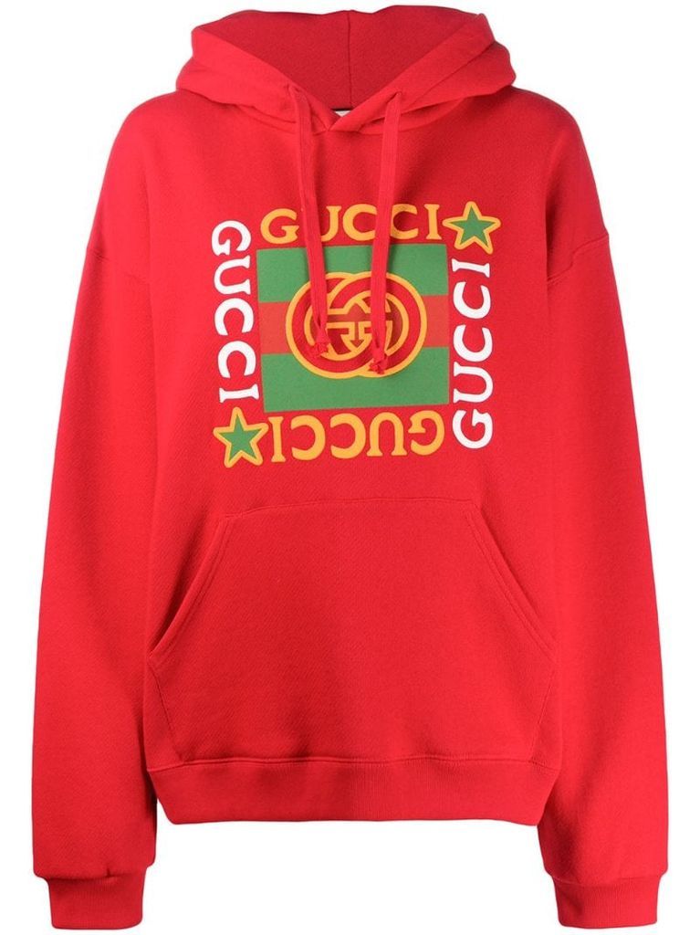 logo star print hoodie