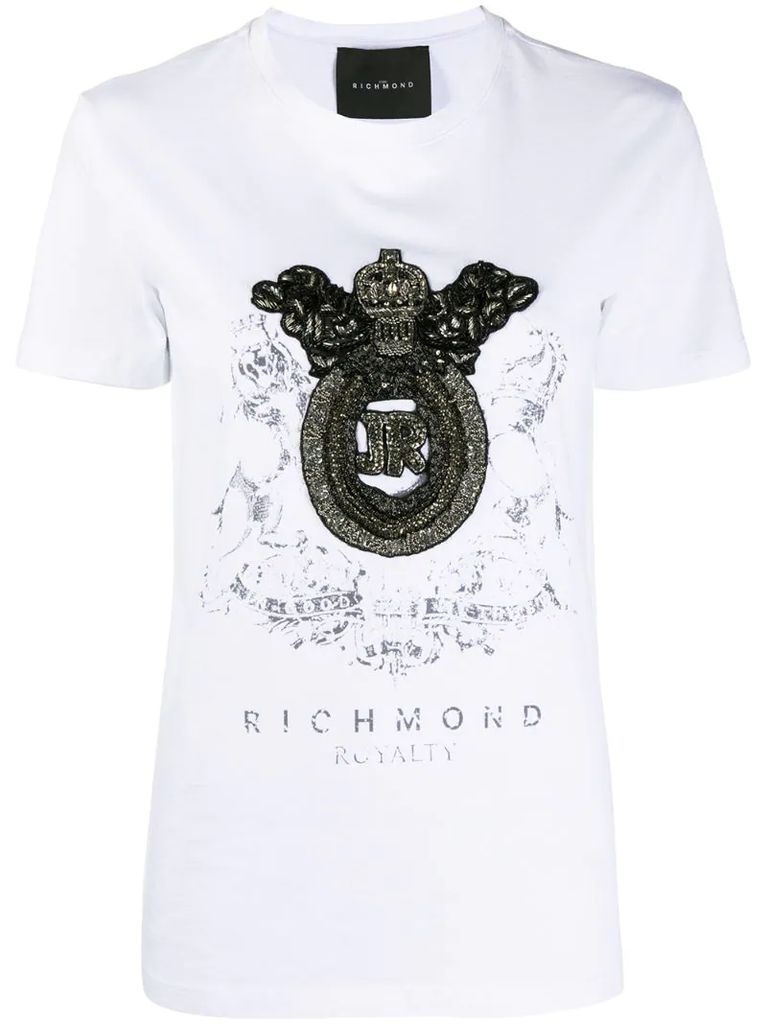 embellished crest T-shirt