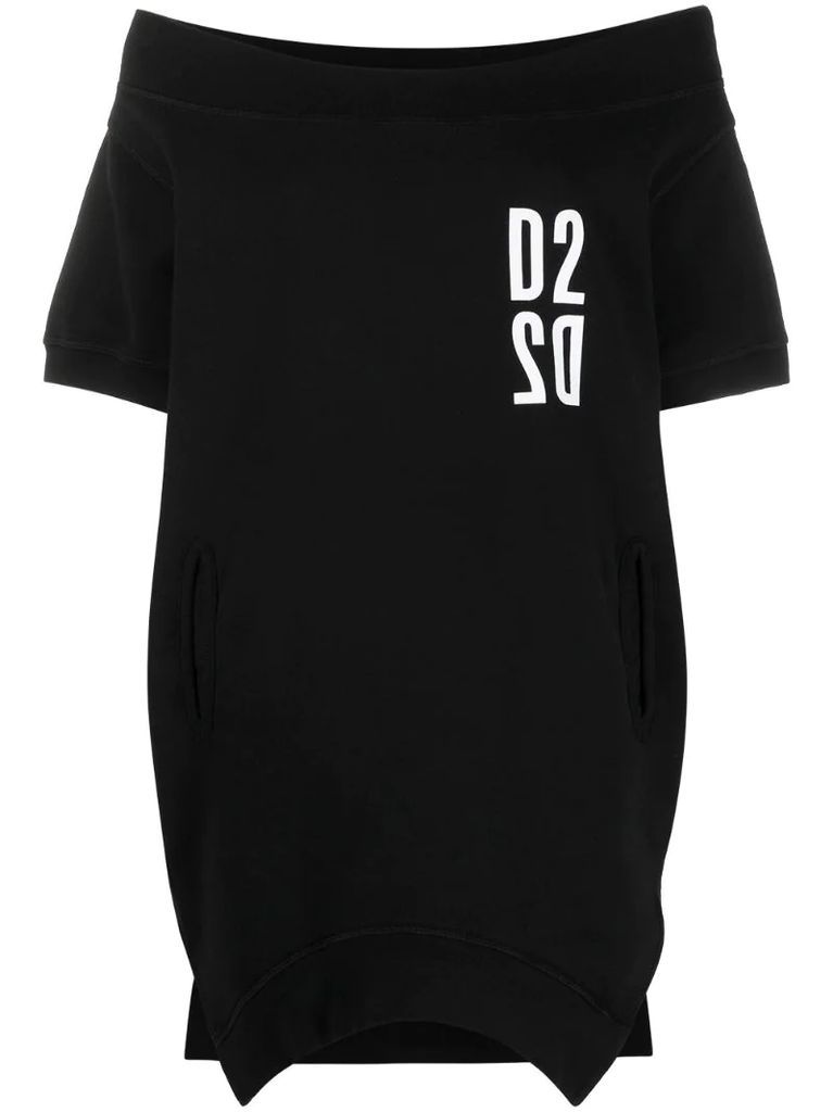 cold-shoulder logo-print sweatshirt