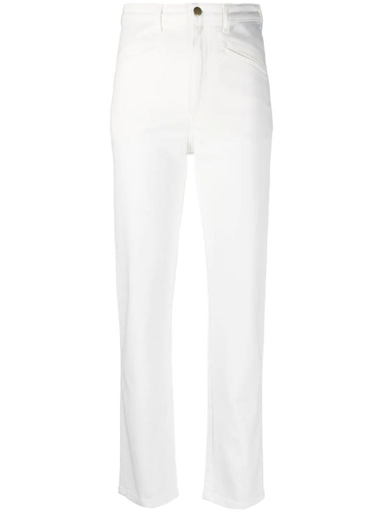 high-waisted buckle-fastening trousers