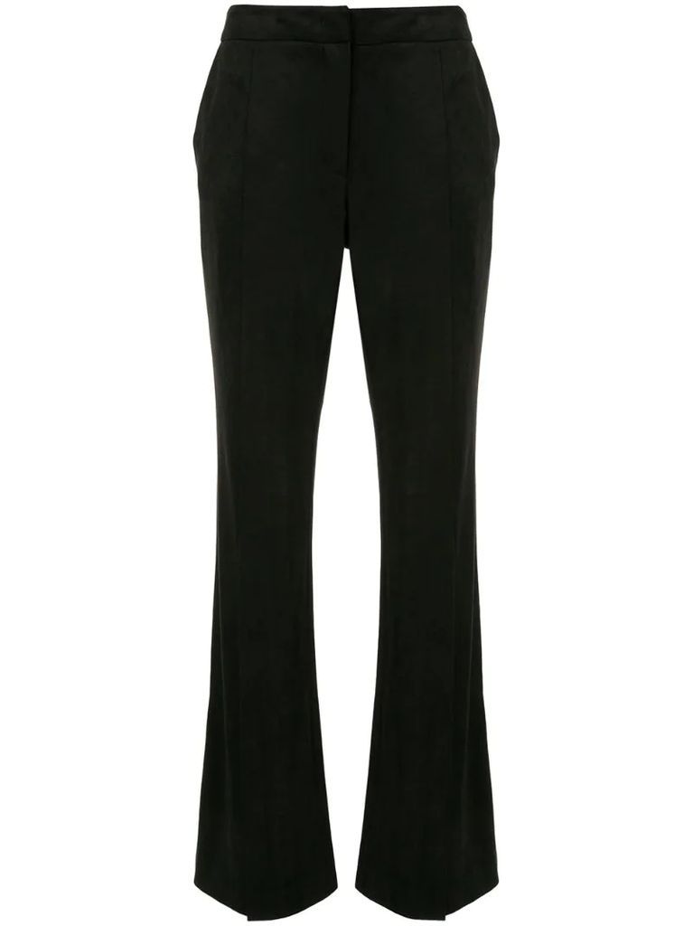 flared high-rise trousers