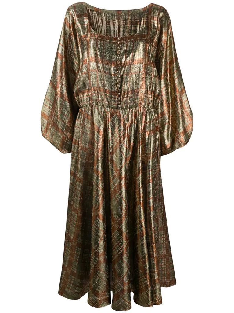 1970s plaid midi dress
