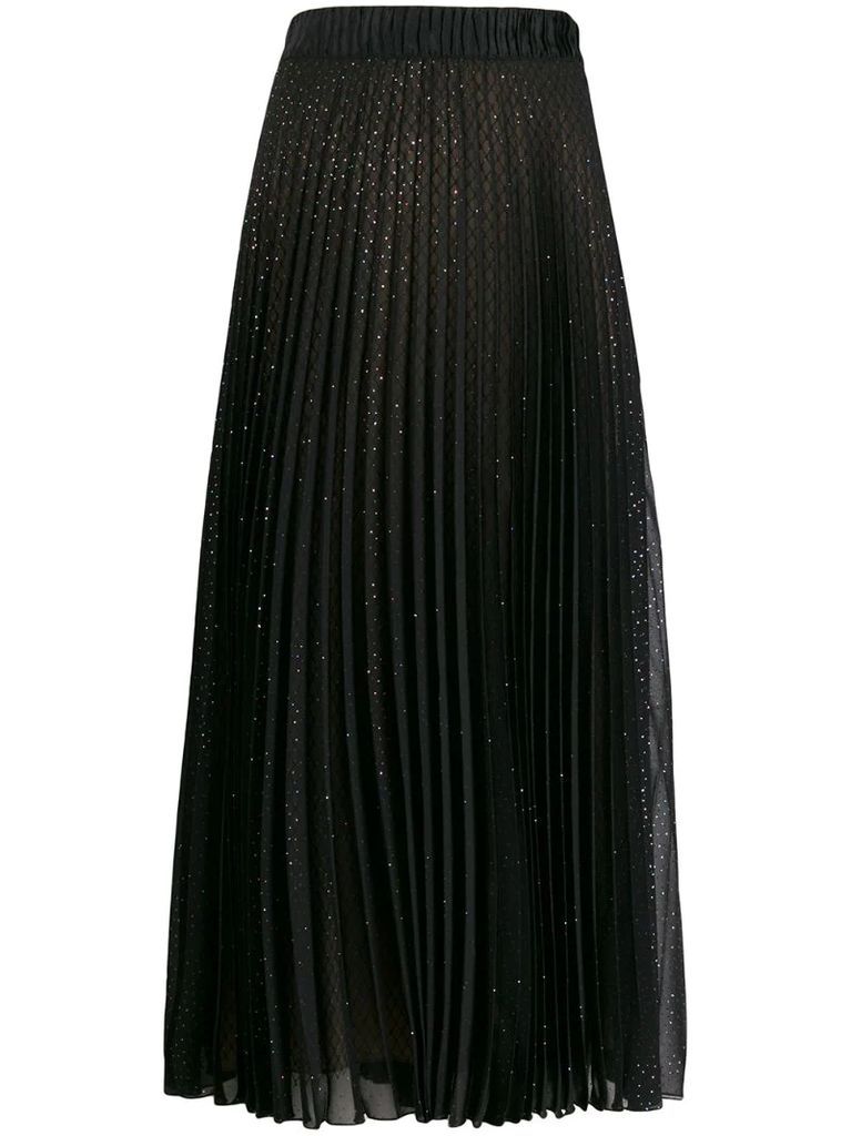 rhinestone-embellished pleated skirt