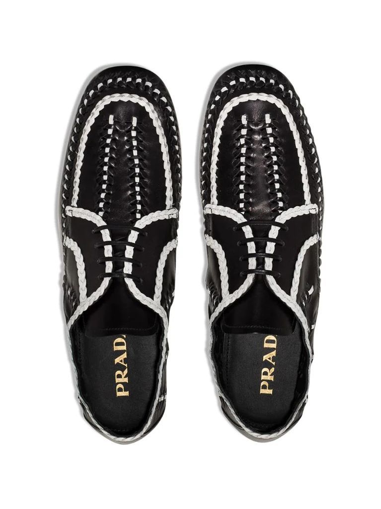 two-tone woven-effect loafers