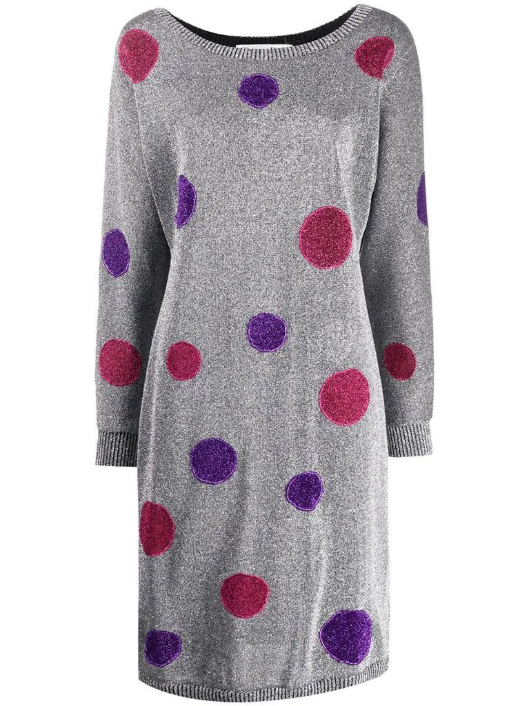 pre-owned polka dots lurex dress