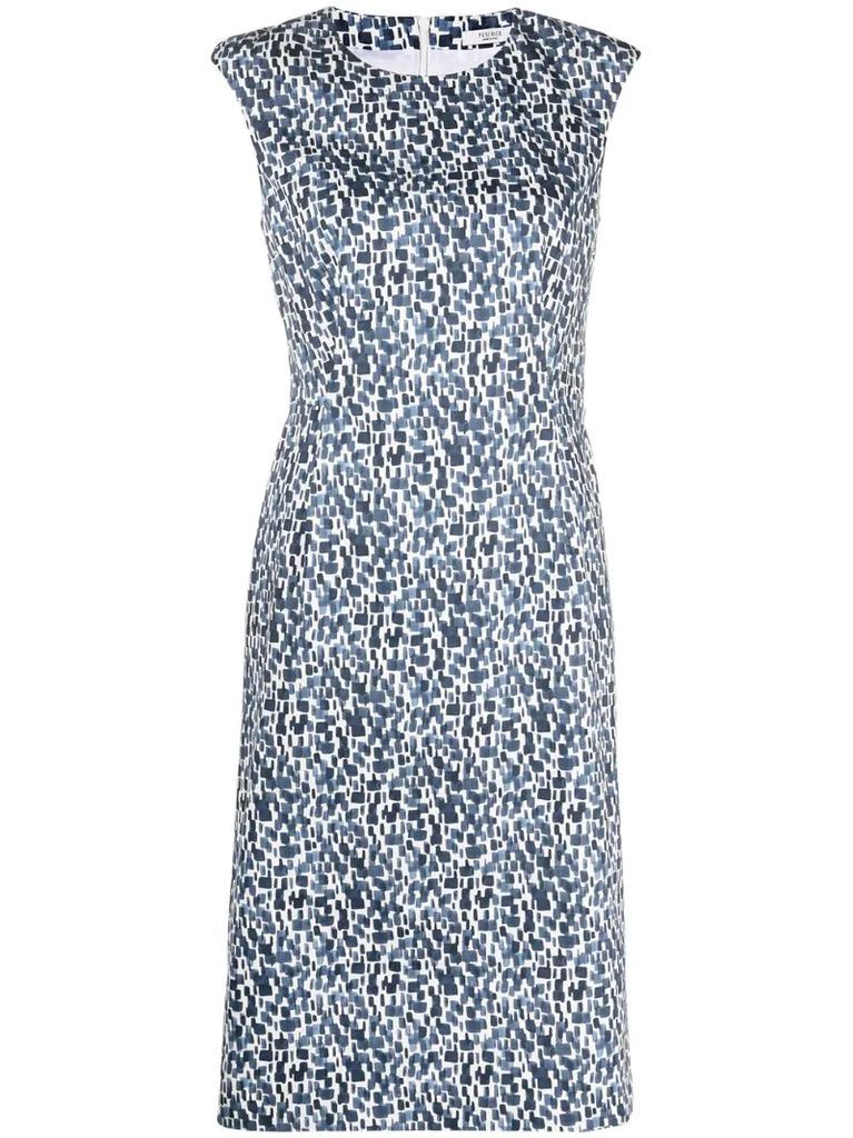 sleeveless abstract-print dress
