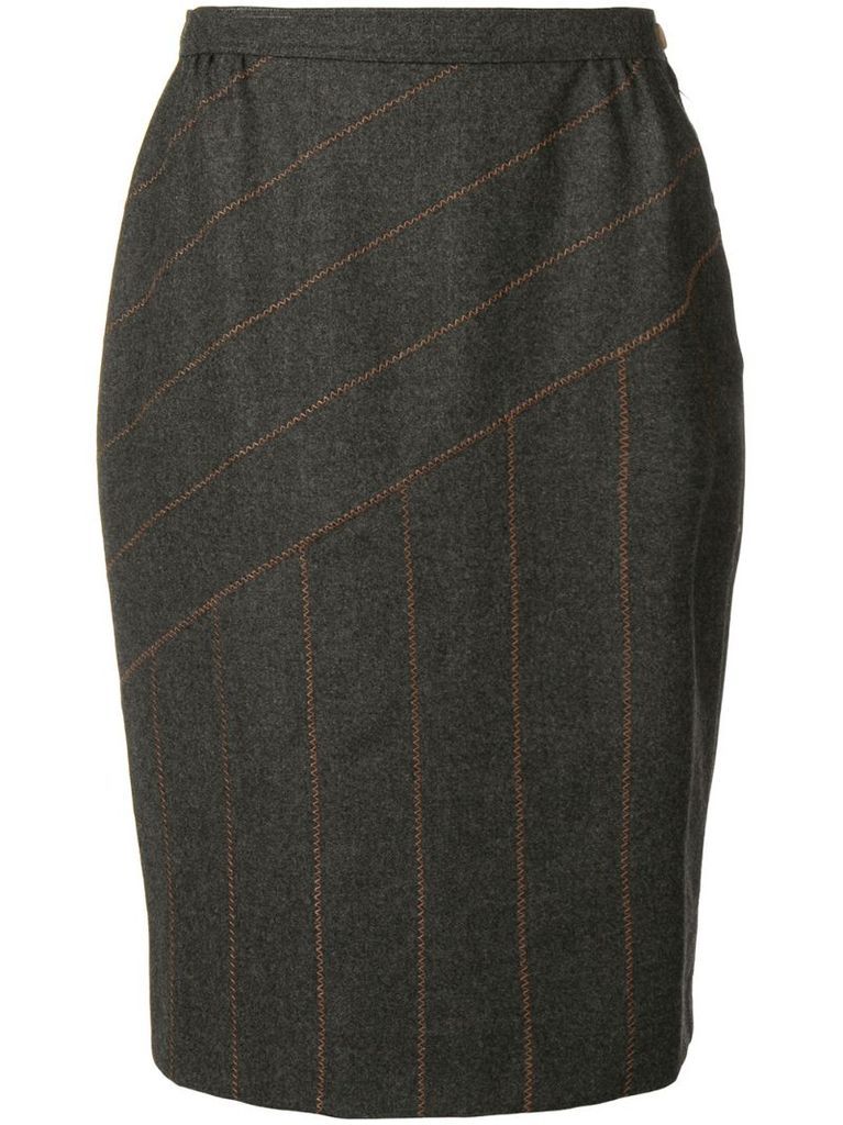 panelled stitch pencil skirt
