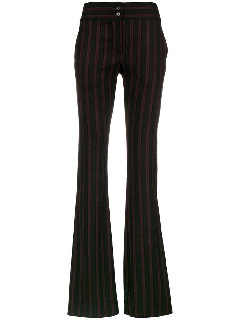 stripe flared tailored trousers
