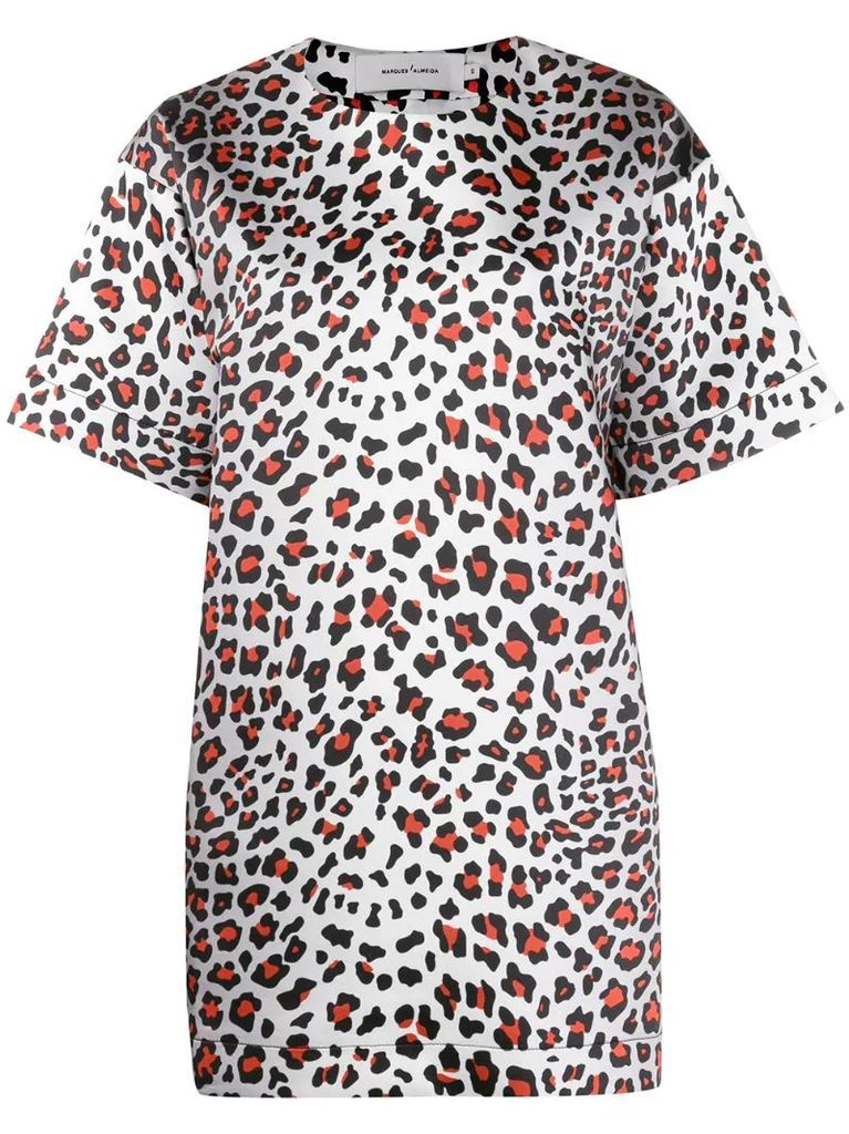 leopard print T-shirt dress