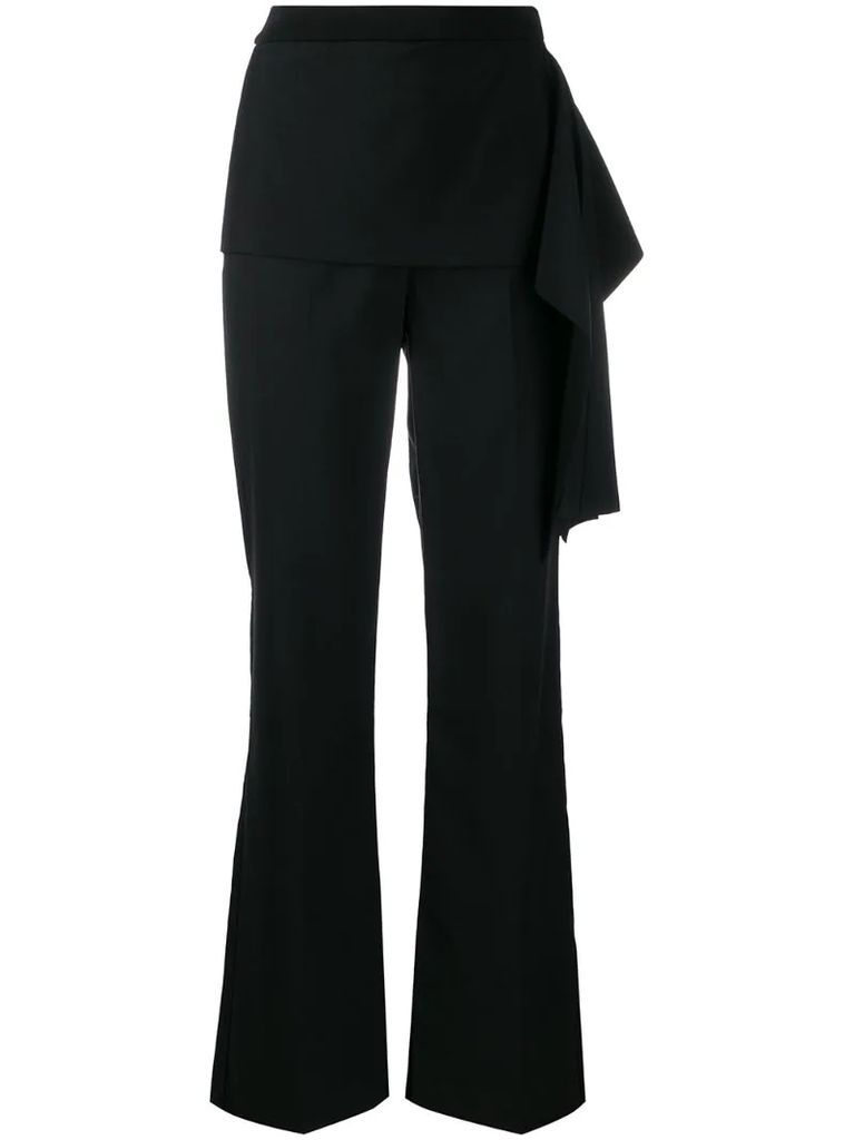 draped detail straight trousers