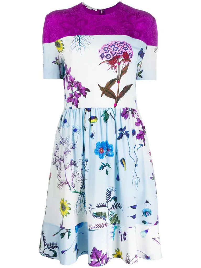 panelled floral-print dress