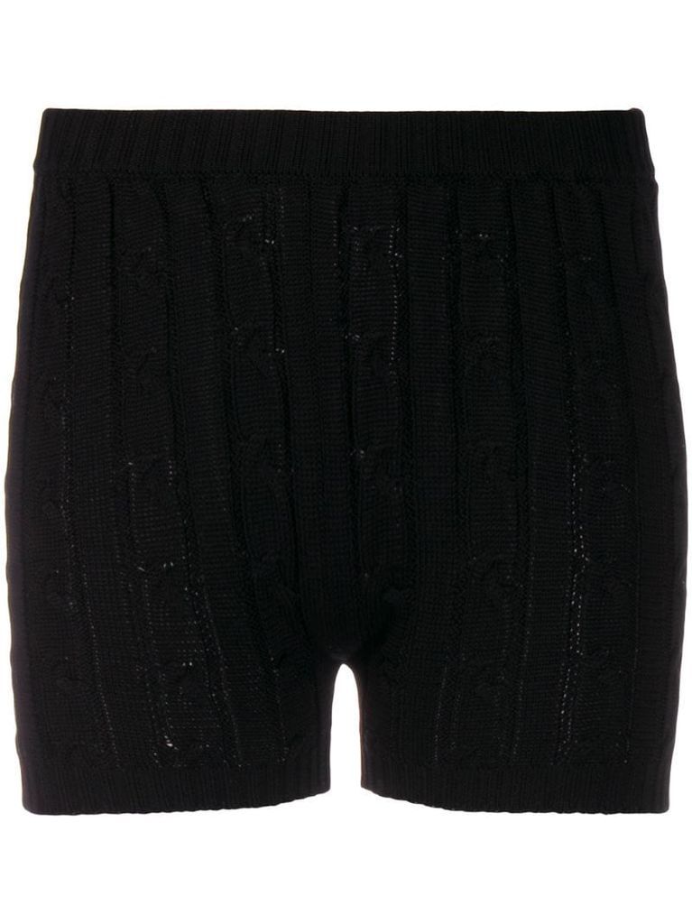 cable knit ribbed detail shorts