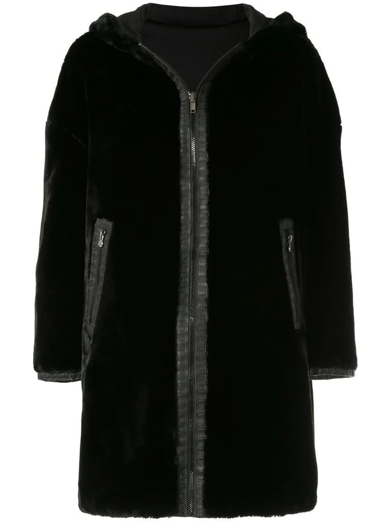 Reversible Long Sleeve Fur Coat