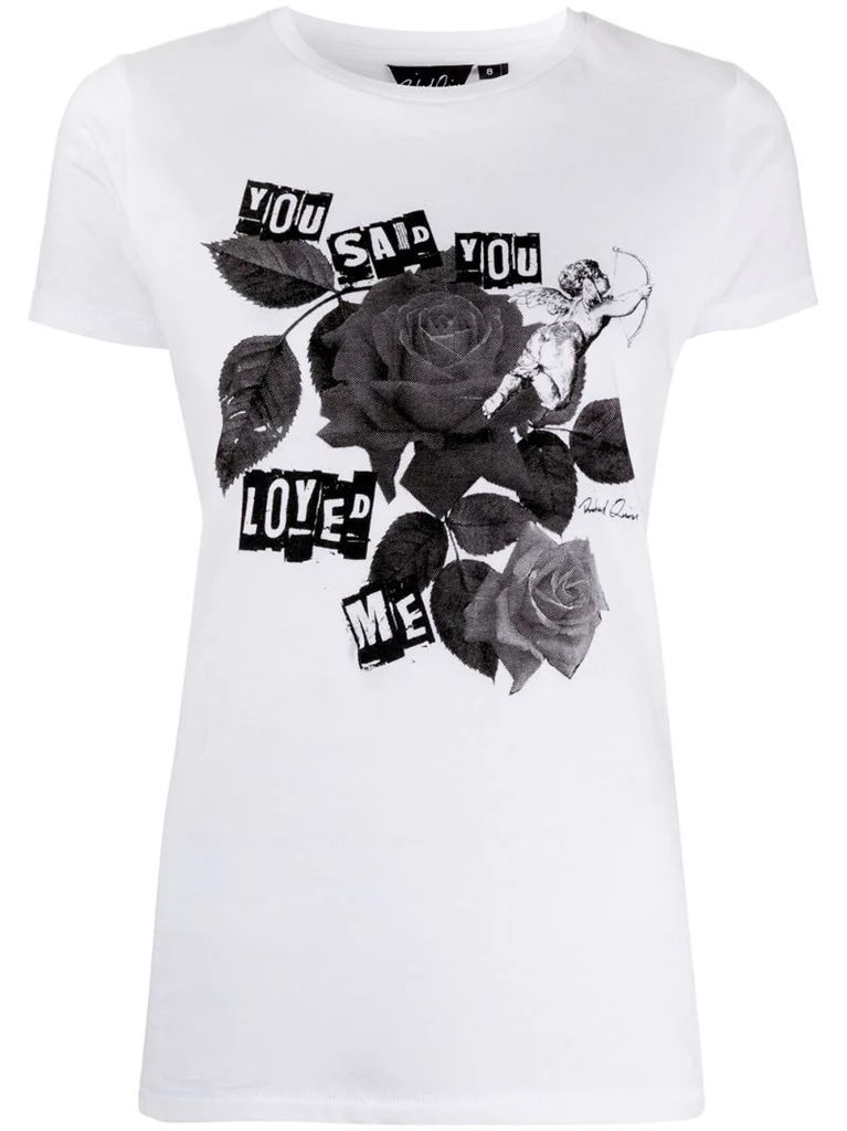 short sleeve rose print T-shirt