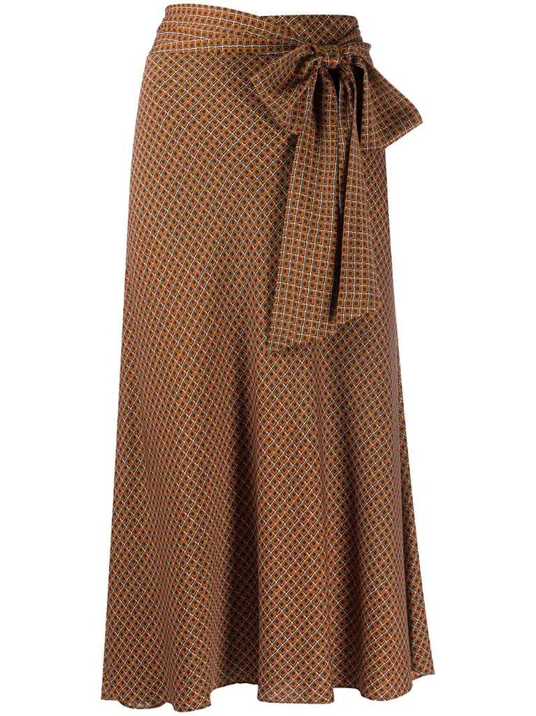 geometric-print mid-length skirt