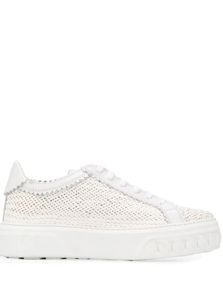 woven low-top trainers